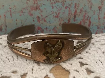 Vintage Genuine Solid Copper Cuff Bracelet American Bald Eagle Design Jewelry • $25