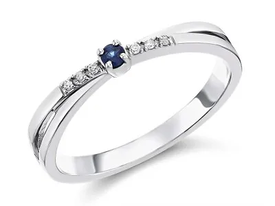 £158 • Buy F.Hinds Womens 9ct White Gold Sapphire And Diamond Crossover Ring