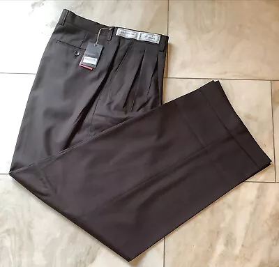 Men’s Dress Slacks Wide Leg BERGATI Size 34 X34  CuffedPleatedBrownNew • $59.99