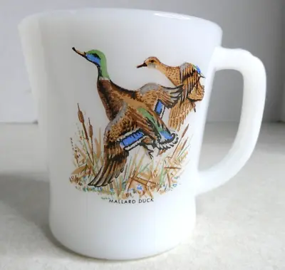 Vintage Fire King Game Bird Milk Glass Coffee Tea Mug Mallard Duck ZZ28 • $8.99