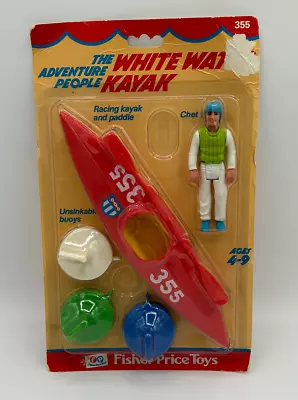 VINTAGE Fisher Price 355 Adventure People White Water Kayak Chet MOC IOB 1977 • $87