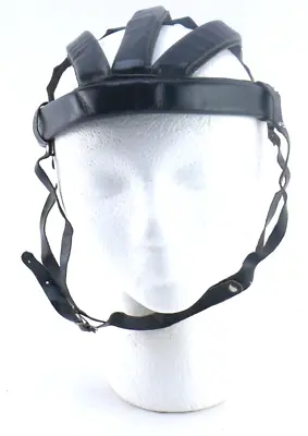 Vintage Cycling Hairnet Helmet Black Leather Bicycle Italy L'eroica 55cm NOS • $100