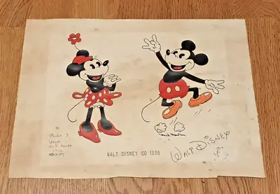 1936 Walt Disney Mickey And Minnie Mouse 'Dancing' Gouache Drawing. • £375