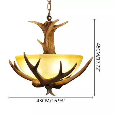 Chandelier E26 Rustic Lodge Log Cabin Ceiling Light Resin Deer Antler 3-Light  • $87.40