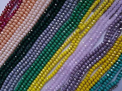 80 Faceted Rondelle Opaque Crystal Glass Loose Beads 6mm Jewellery Making Art • £2.09