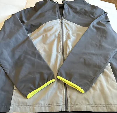Starter Mens Windbreaker Zip Hood Jacket Sz L Gray/two Tone  Neon Green 42/44 • $27