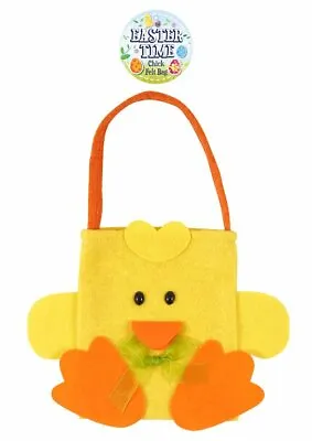 £2.99 • Buy Easter Felt Chick Bags Egg Hunt Baskets Yellow Chick Gift Bag Kids Party Favors