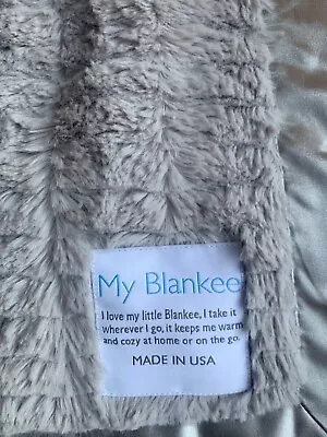 MY BLANKEE LUXE STRIPE GRAY SATIN TRIMMED MINI BLANKET 17.5 In X 11 • $20