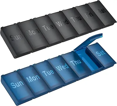 2 Pack Weekly Pill OrganizerLarge Daily Vitamin Pill BoxPortable Travel Friend • $6.99