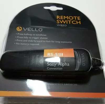 Vello RS-S1II Wired Remote Switch For Sony Alpha Series Connection • $10.95