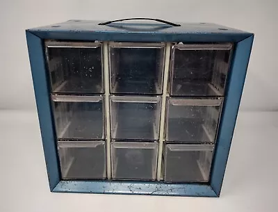 Vintage 9 Drawer Metal Akro-Mills Blue Organizer Cabinet | Small Parts  • $34.99