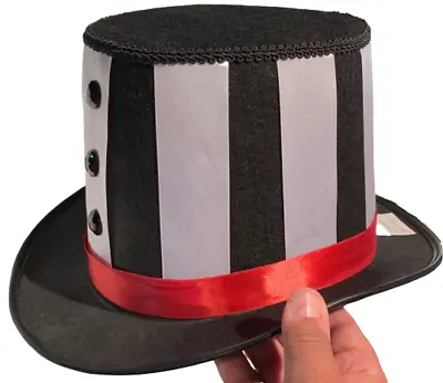 MYSTERY CIRCUS TOP HAT Ringmaster Magician Costume Black White Clown Mime Adult • $24.95