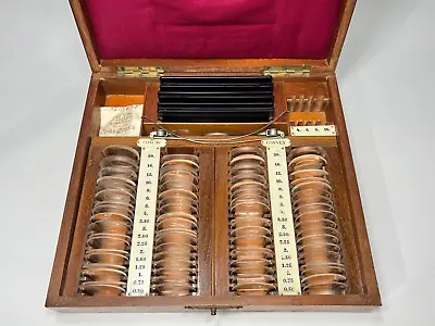 Antique German Optometrist  Optical Ophthalmic Trial Lens Frames Set Wooden Box • $283.29