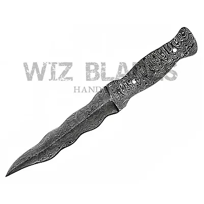 Handmade Forged Damascus Steel Hunting Kris Dagger Knife Blank Blade Full Tang • $30