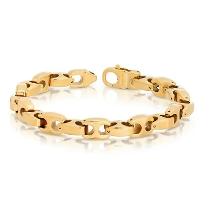 HEAVY 9.5mm BIKER TUNGSTEN CARBIDE MEN'S BRACELET GOLD (TUC002) - FREE SHIPPING! • $59.95