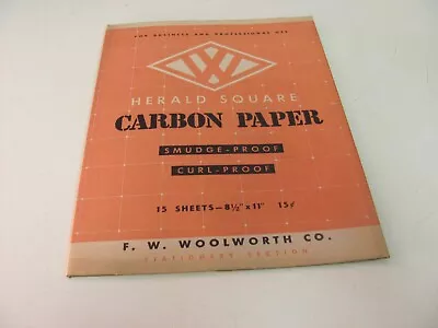 Vintage HERALD SQUARE CARBON PAPER 15 Sheets-8 1/2  X 11  F.W. Woolworth Co. PO • $9.99