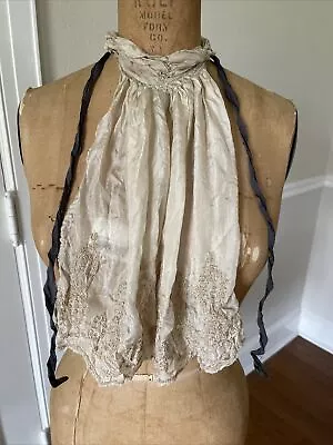 NWT Magnolia Pearl Silk Embroidered George Jabot With Raw Silk Ties • $150