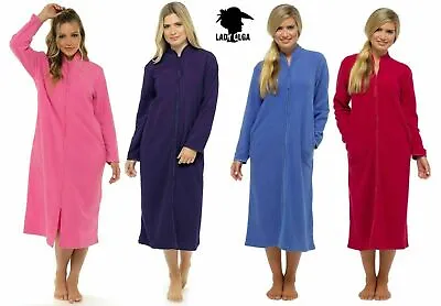 Ladies Zip Up Soft Fleece Dressing Gown Zipped Robe By Lady Olga Size 10 - 28 • £22.99