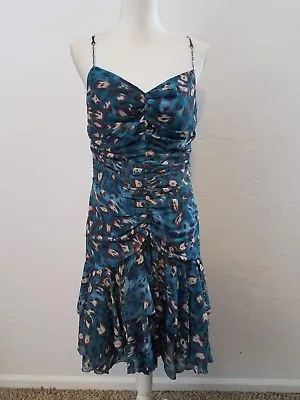 Abs By Allen Schwartz Womens Sz 12 Blue Geometric Spaghetti Straps Dress • £15.38