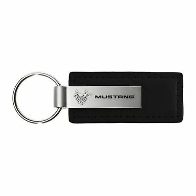Ford Mustang 45th Key Ring Black Leather Rectangular Keychain • $17.95