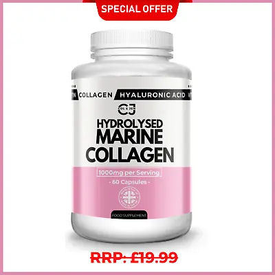Marine Collagen Capsules 1250mg Hydrolysed Type 1 High Strength For Skin & Hair • £12.99