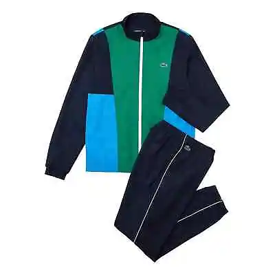 Lacoste Colourblock Tracksuit Set Blue Green Top Bottoms Mens WH0877 Size M L • £99.99