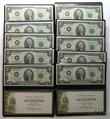 (10) Uncirculated $2 Federal Reserve Notes In Monetary Exchange Gift Boxes 27856 • $64.99