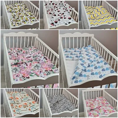3 Pc Bedding Set Nursery Cot Bed Baby Cotton Pillowcase Duvet Cover Fitted Sheet • £13.99