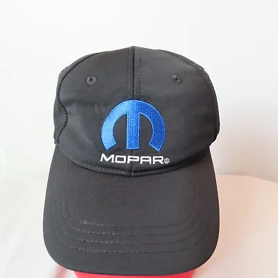 MOPAR Hat Strapback Baseball Cap Blue Logo Black H3 Headgear Jeep O/S Adjustable • $10.88