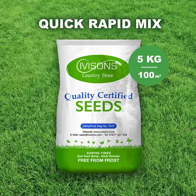 5kg Ivisons Fast Growing Rapid Lawn Recovery Grass Seed Quick Repair Pets Dogs • £26.95