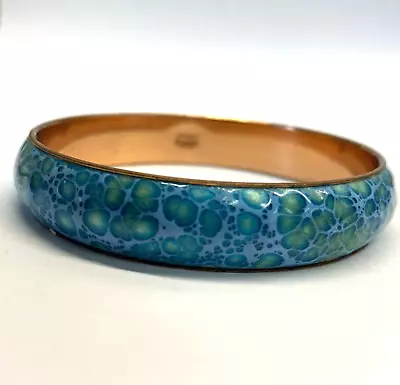 MATISSE RENOIR VTG Copper Turquoise Enamel Bangle Bracelet 8  Snake Rain Speckle • $36.99