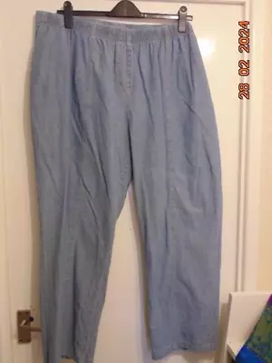 Ladies Pull On Trousers. Damart. Size 28. Pale Blue  Elastic Waist. Straight Leg • £5