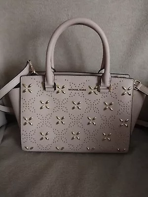 Michael Kors Selma Studded Gold Flower Leather Satchel Bag • $80