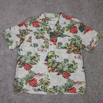 Vintage Banana Republic Shirt Mens XL Beige Hawaiian All Over Print Floral Beach • $29.99