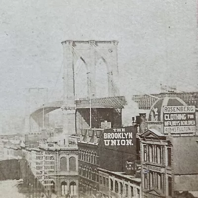 Antique 1870s Brooklyn Bridge New York City Stereoview Photo Card V537 • $24.99