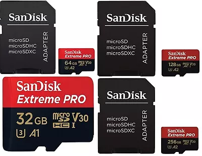 SanDisk Micro SD Extreme Pro 32GB 64GB 128GB U3 Class 10 Memory Card & Adapter • £8.97