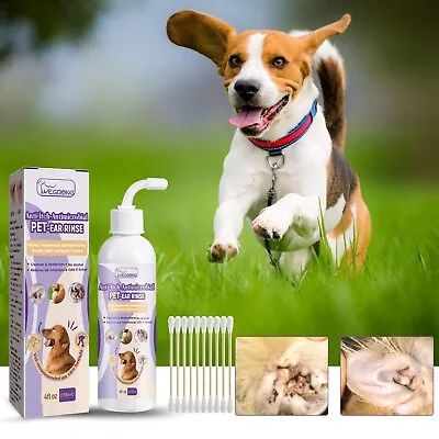 Pet Dog Cat Ear Drops For Infections Control Yeast Itching Wax Ear Mites Cleaner • £11.99