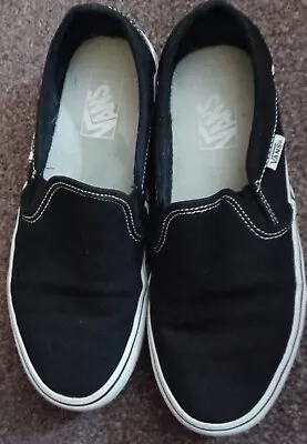 Vans Classic 'Off The Wall' Unisex Black/White Slip-On Shoes Size 6 • £8