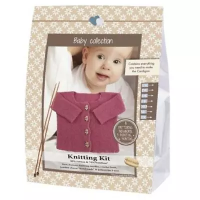 Go Handmade Knitting Crochet Kit Baby Cardigan - Medium Pink • £24.99