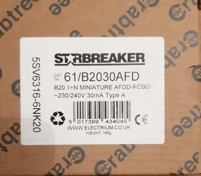 Crabtree Starbreaker Rcbo B20 61/B2030AFD • £29.99