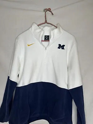 NIKE DRI FIT UNIVERSITY OF MICHIGAN Wolverines PULLOVER 1/4 ZIP JACKET Mens Lar • $24