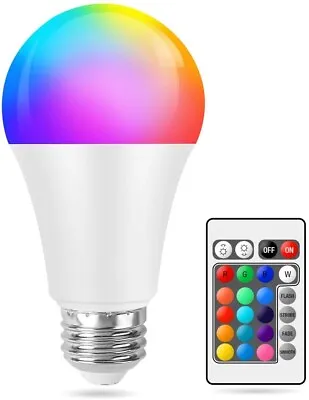 RGB Led Bulb Light 10W E27 12 Colour Changing Remote Control Bayonet Screw Lamp • £6.99