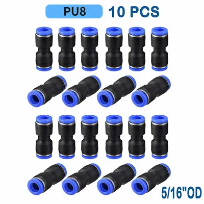 10* (8mm)5/16  OD Tube Pneumatic Straight Union Push To Connect Air Fitting #SH • $8.99