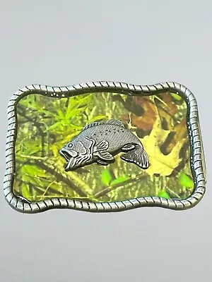 Raised Detail CAMO Big-Mouth Bass CAMO BELT BUCKLE Metal Western Fishing USA • $12.90