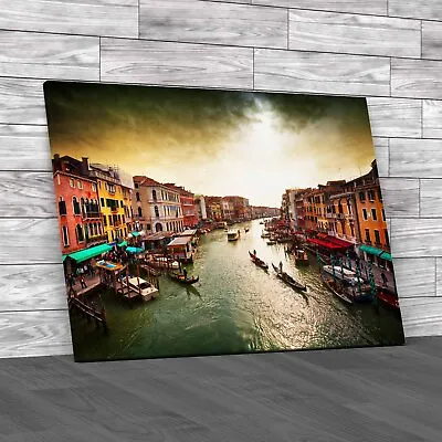 Grand Canal Venice Gondolas Boats View Original Canvas Print Large Picture Wall • £14.95