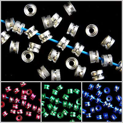 100 X ROUND~ALUMINUM~METAL~SPACER BEADS~CHOOSE COLOUR 6 X 4 MM HOLE~2 MM • £1.89