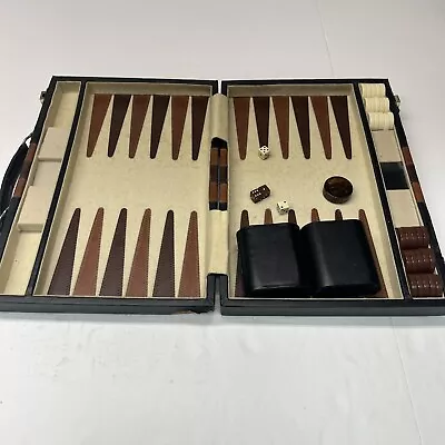 Vintage BACKGAMMON Set In Blown Faux Leather Case Game Flaws • $14.99