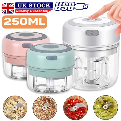 USB Electric Mini Food Garlic Chopper Vegetable Grinder Blender Crusher 250ML • £11.43