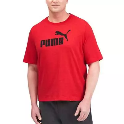 Puma Essential Heather Crew Neck Short Sleeve T-Shirt Mens Red Casual Tops 58625 • $9.99