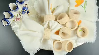 Vintage - Celluloid/ Stone Ivory Color - Napkin Rings - Set Of 9 • $55